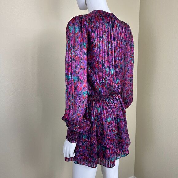 Ramy Brook Womens Size S Purple Gessie Silk Mini Dress Pullover Boho Psychedelic - Picture 8 of 13